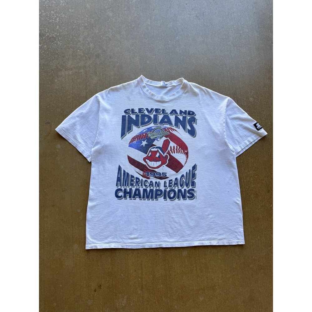 VTG 90s Cleveland Indians American League Champions MLB Baseball T-Shirt XL